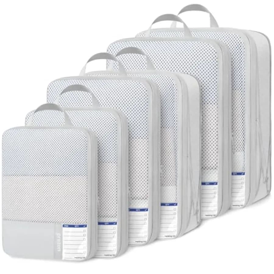Set da 8/6/4 Cubi di Compressione per Viaggio, Accessori Leggeri Essenziali per Valigie e Vacanze