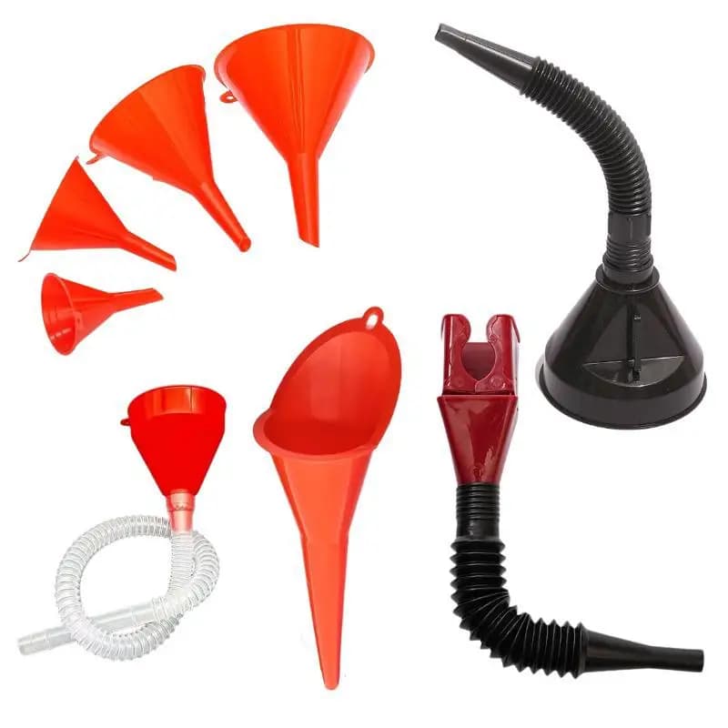 Car Plastic Funnel Set 8 Pieces Wide Mouth Fuel Oil Transfer Easy Pour Multipurpose Tools for Garage Workshop Kitchen Use