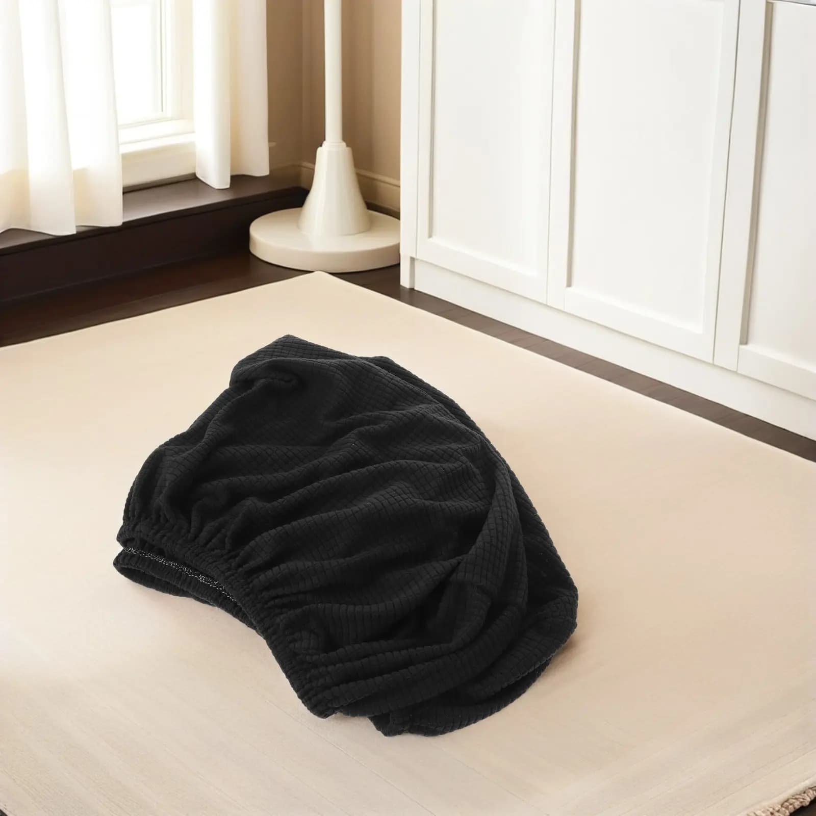 Panca Rettangolare Cover for Dining Room, Kitchen, Living Room, Outside, 27.5x15.7 Inches, Black, Waterproof, Elasticized, in Jacquard