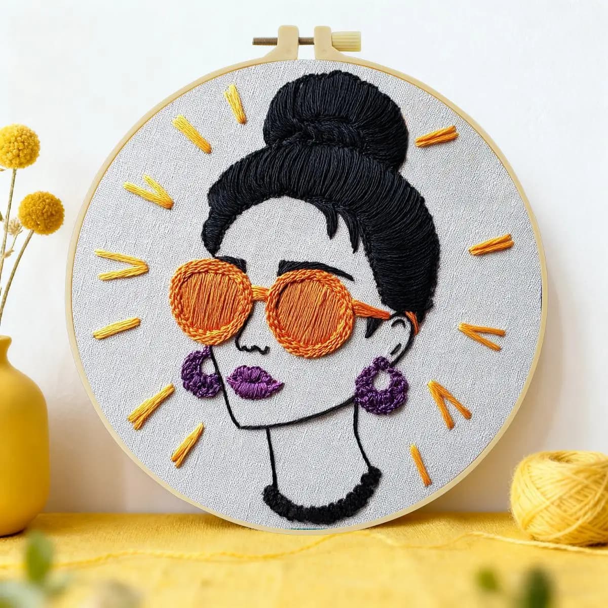 1pc 20X20CM/15X15CM 7.87/6.3inch beautiful woman Embroidery Starter Kit DIY kit DIY embroidery kit manualidades Sewing Art