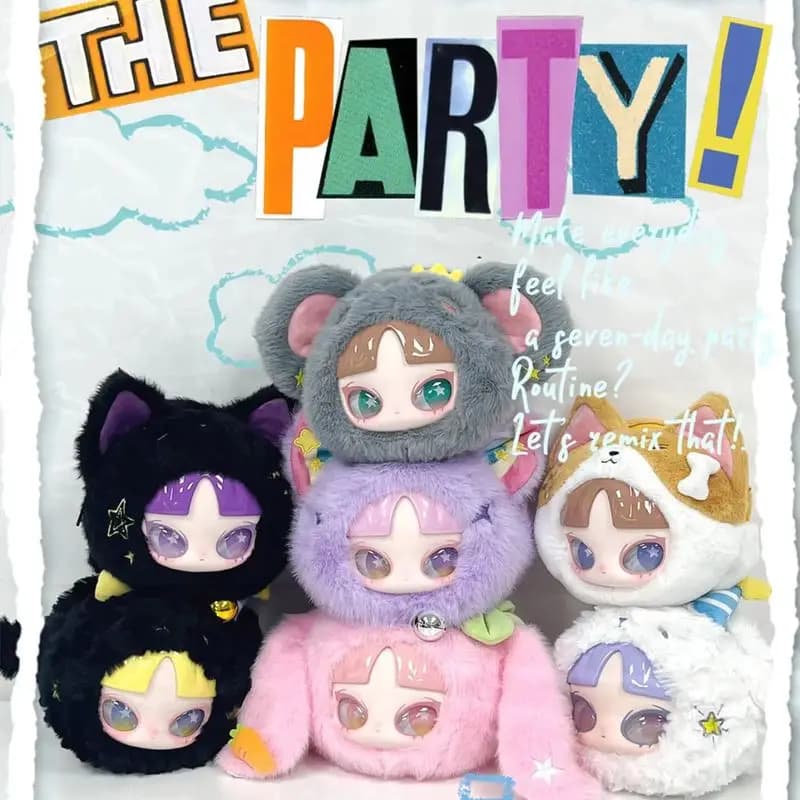 INN Seven Day Party Series Plush Vinyl Blind Box Backpack Pendant Wallet with Hinge Book Packing Accessories Mystery Box Toy