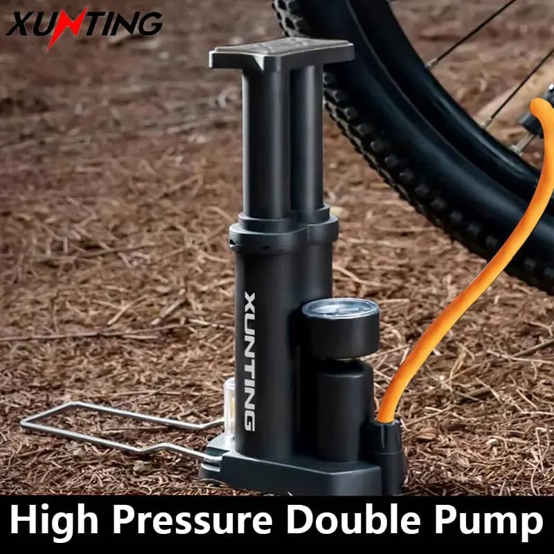 Xunting Bike Pompa a pedale Aria con manometro Pompa ad alta pressione Mountain Bike Moto Pompa gonfiabile da basket portatile