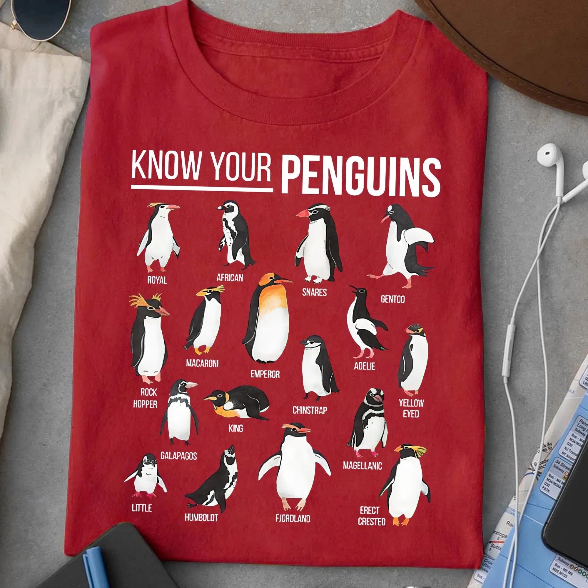 Know Your Penguins Shirt Funny Penguin Species T-Shirt Gift for Bird Lovers, Zoo Fans, Science Teachers, Nature & Wildlife Nerds