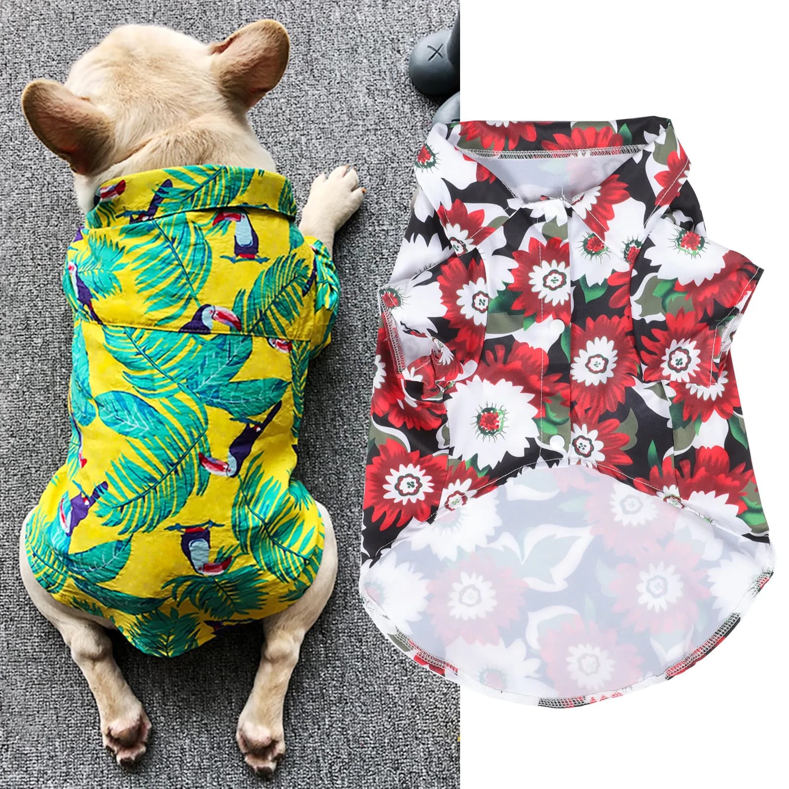 Camicia estiva per animali domestici, abbigliamento hawaiano per feste, camicetta a maniche lunghe per cani