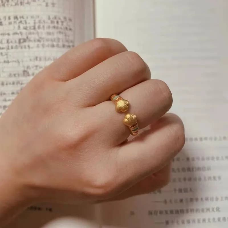 Anello con artiglio di tigre Coppia coppia Design di nicchia Luce Lusso Alto senso del design Oro 24 carati Anno di Natale Gioielli tigre da donna