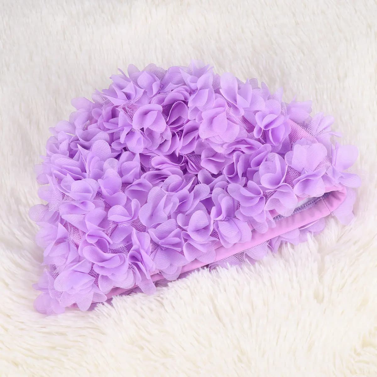 Purple Nuoto Headphone with 3D Flowers, Nylon Premium, Comfortable, Reusable, Non-slip, for Women