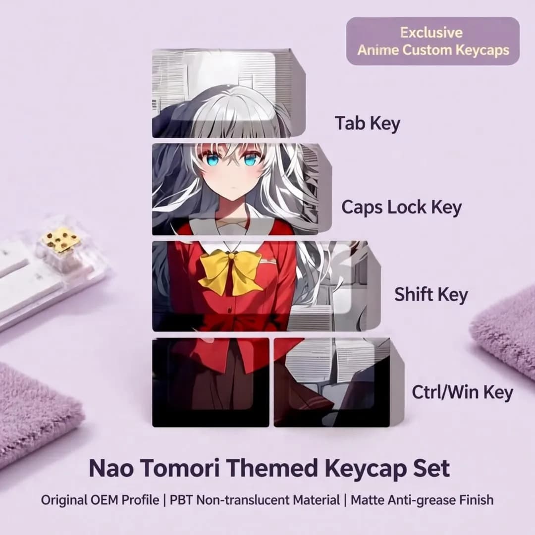 5 Key/set Keycap Charlotte Nao Tomori keycaps Original height PBT material Mechanical keyboard accessories