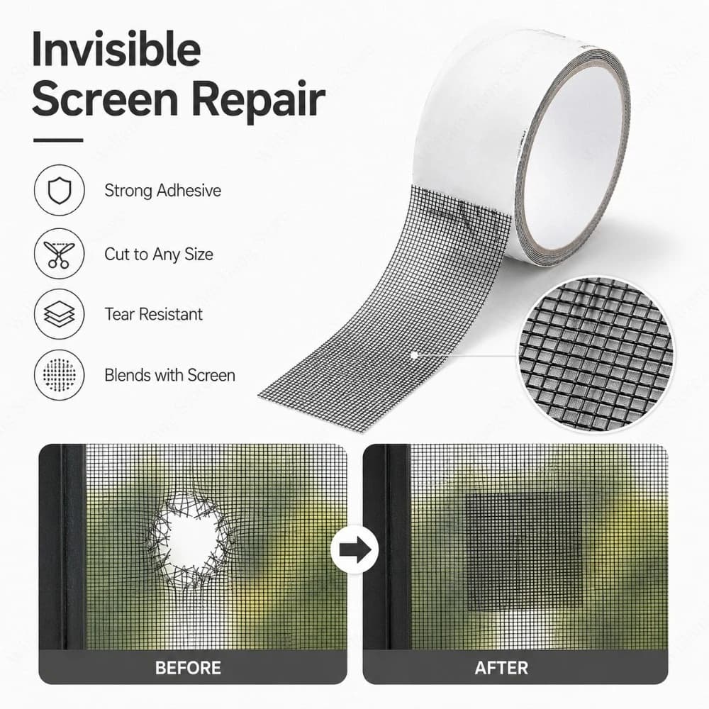 Window Screen and Mosquito Net Repair Tool Self Adhesive Waterproof Mesh Patch 5cmx2m Tape for Fixing Cracks on Home Screen Mesh
