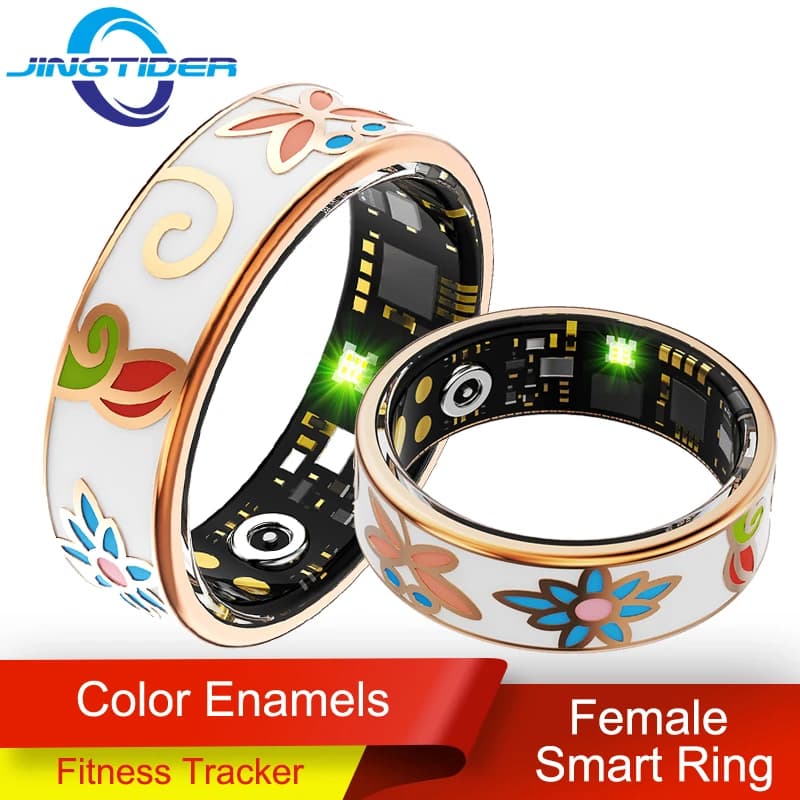 Anello Intelligente R18 con Smalti Colorati per Donne, Anello in Acciaio Inossidabile, Impermeabile IP68, Tracker Fitness