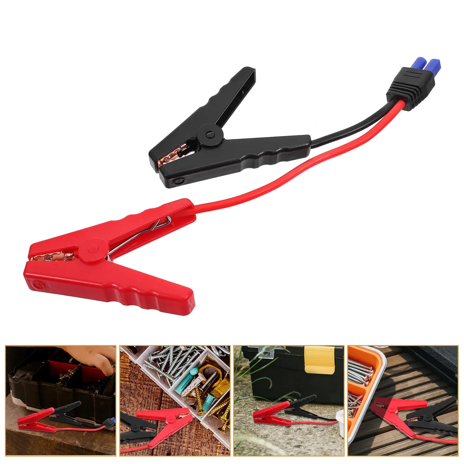 Cavi di avviamento di emergenza per auto in ABS, set di morsetti per batteria portatili resistenti, compatibili con tutti i veicoli