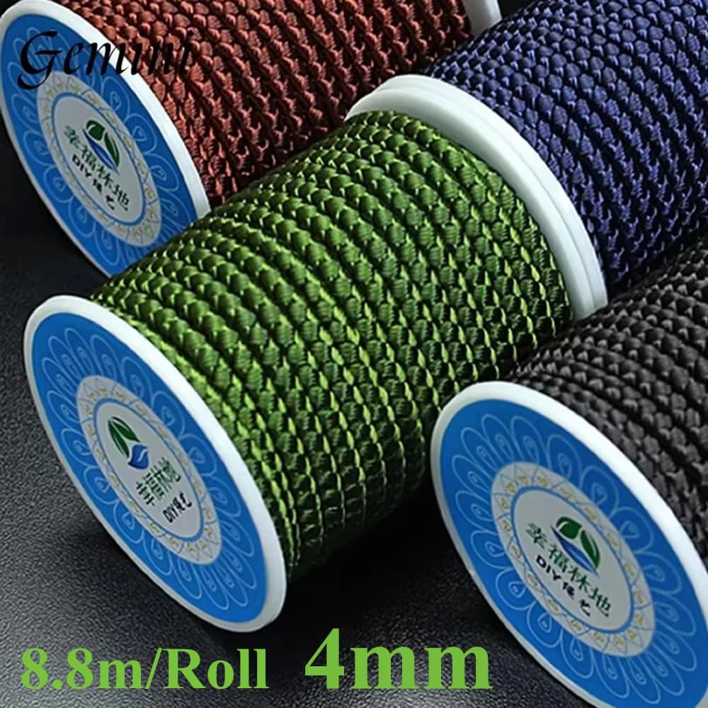 8.8 m/rotole 4mm wholesale nylon wire chinese knot macramè cable silky woven rope beads for diy jewelry making rope material