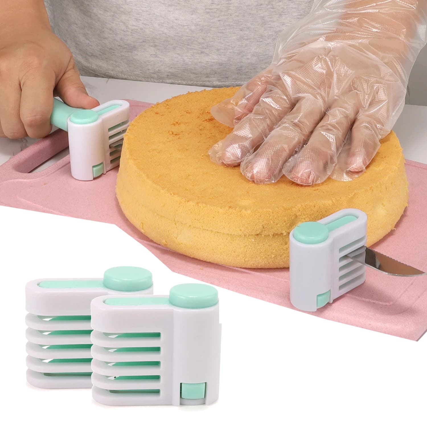 2 pz Torta Affettatrice 5 Strati Regolabile FAI DA TE Pane Coltello Splitter Taglio Livellatore Toast Affettatrice Fissatore Per Kichen Bakeware Strumento