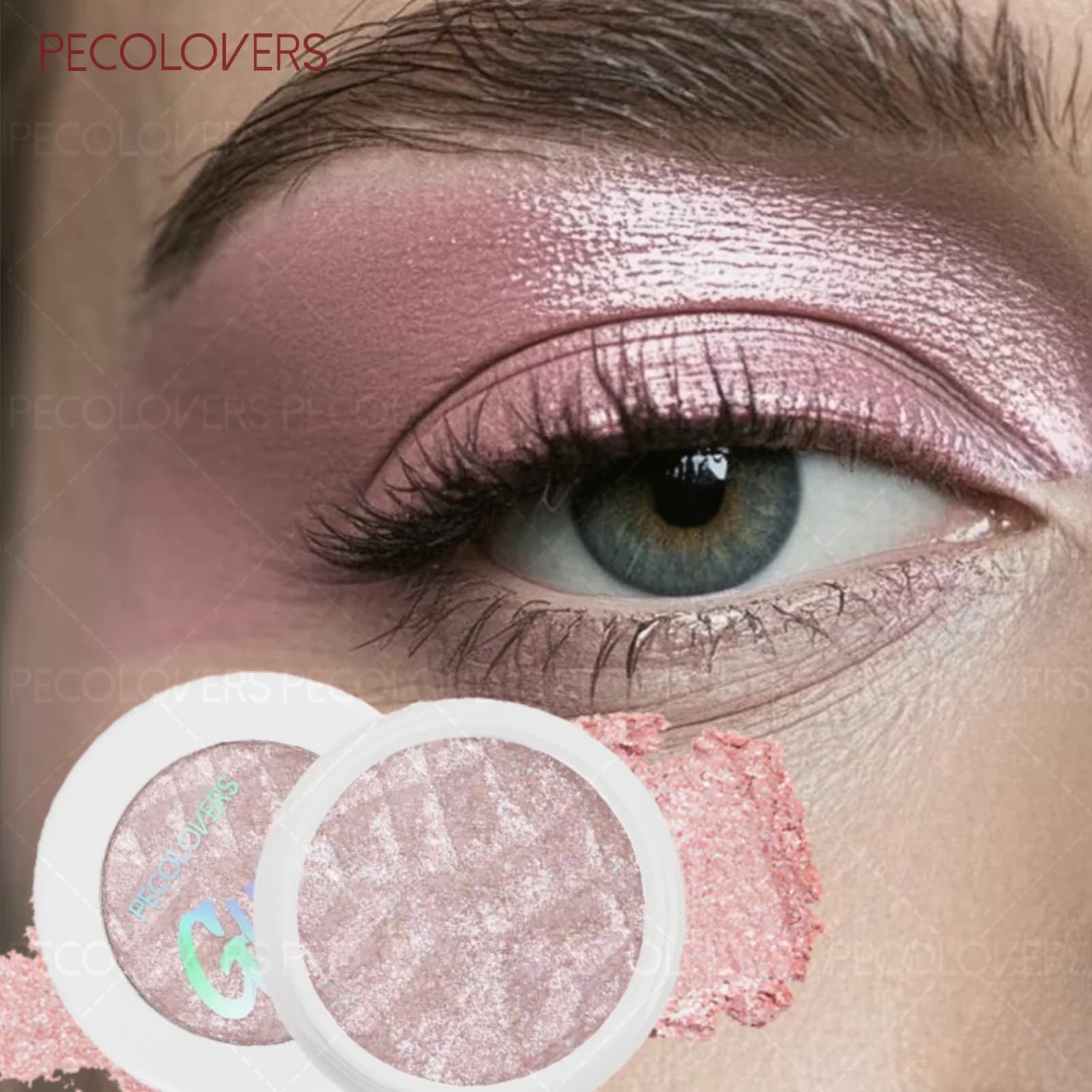 Palettes of bright brown and dark blue shades, eye makeup with glitter, suitable for parties, Halloween, Christmas makeup