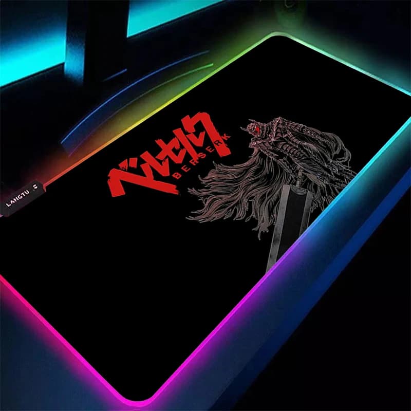 Tappetino per Mouse RGB in Gomma 90x40cm B-BERSERK con Bordo Rifinito, Retroilluminato, Accessori da Gaming, Tappetino LED per Tastiera e Mouse da Scrivania