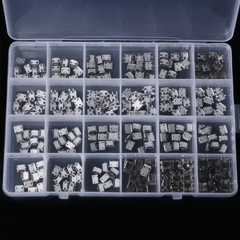 60 pz/240 pz Kit connettore Micro USB 12/24 Modelli Porta USB/Spina di coda per MP3/4/5 FAI DA TE SMD DIP Socket Set Set di connettori USB