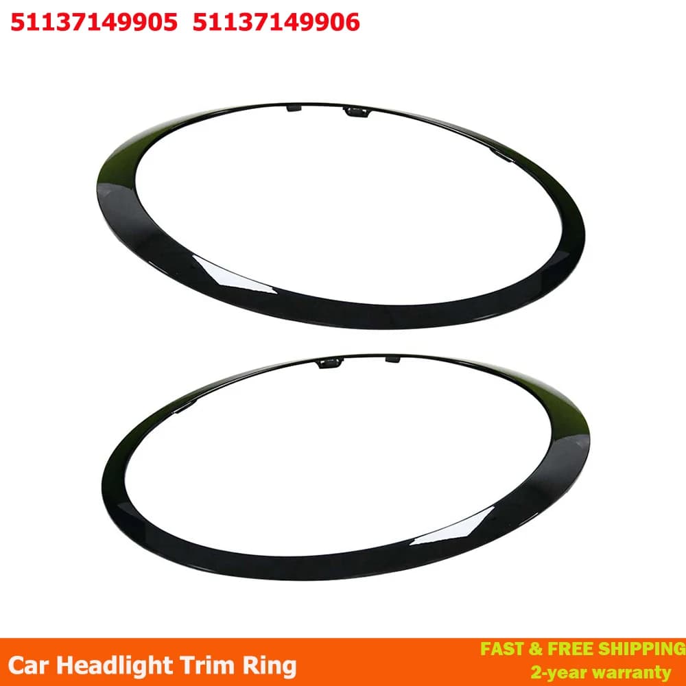 Cornice per fari auto da 2 pezzi per MINI Cooper S R56 R57 R55 Clubman 2007-2015 51137149905 51137149906 Nero lucido/placcato argento