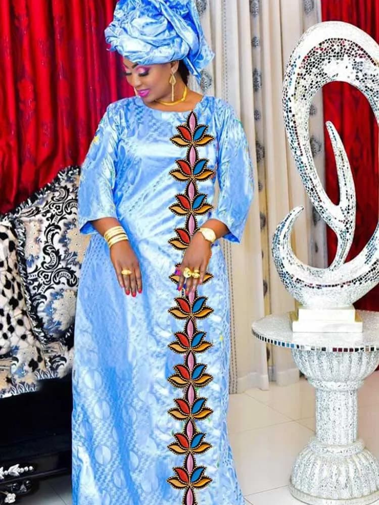 Women's Evening Dress Bazin Riche - Latest African Women's Party Dress, Long Dress Bazin