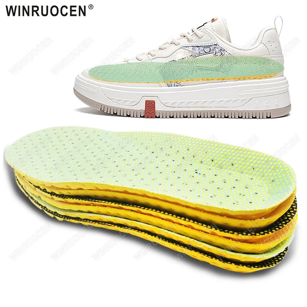 WINRUOCEN 2/4 PZ Inserti Ortopedici in Memory Foam Unisex Traspiranti in Rete Deodoranti Ammortizzati per Scarpe da Corsa