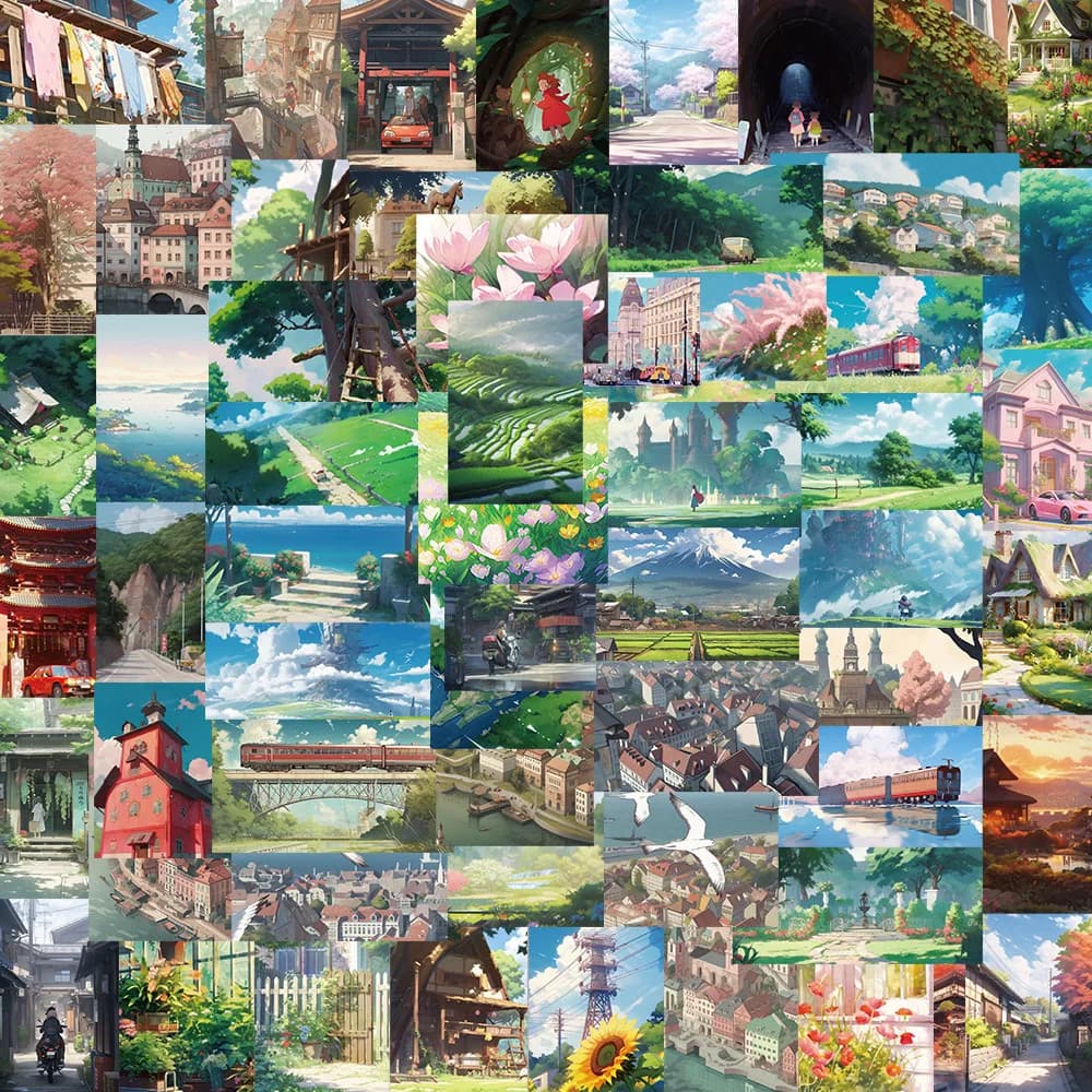 10/30/60pcs Anime Street View Paesaggio Adesivi Scenario Decalcomanie Scrapbook Laptop Telefono Chitarra Bagagli Graffiti Adesivo Giocattolo