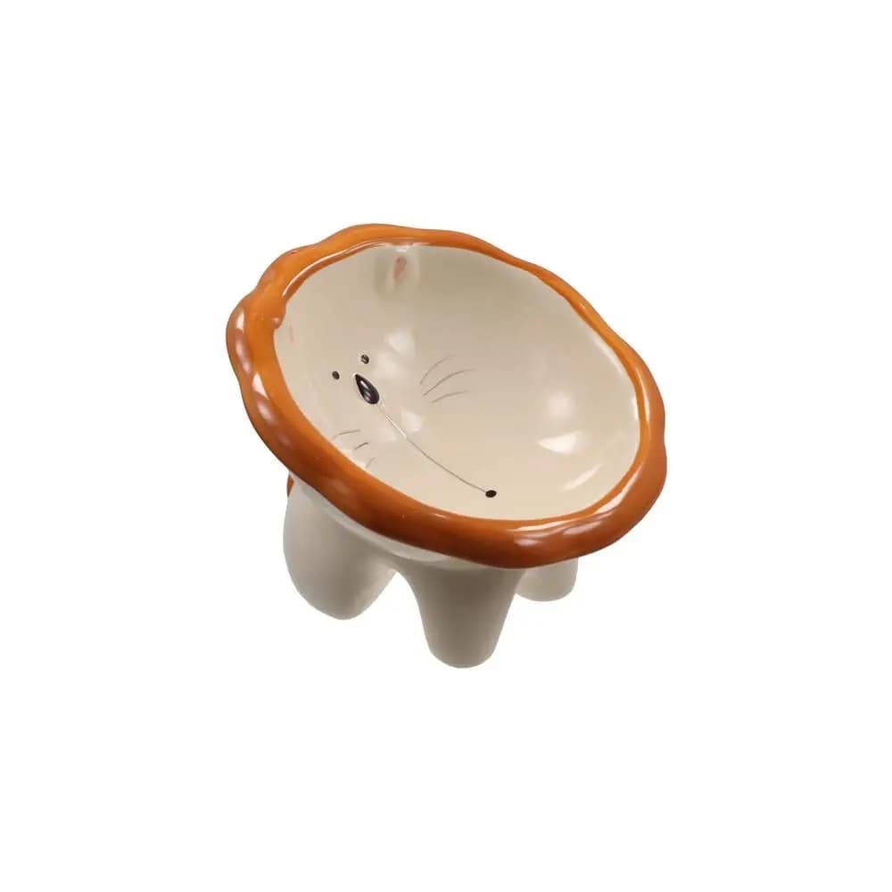 Ciotola in Ceramica per Gatti e Cani, Dispenser Cibo Creativo e Carino, Antiscivolo con Bordo Inclinato, Ciotola Rialzata per Protezione del Collo