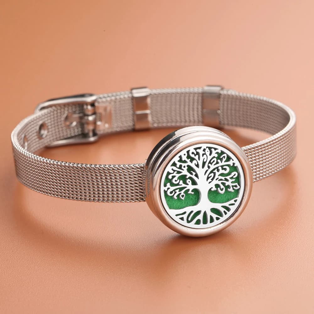 Bracciale per aromaterapia Bracciale con cinturino in acciaio inossidabile Bracciale con diffusore di oli essenziali per profumo Braccialetti con medaglione Gioielli con aromi