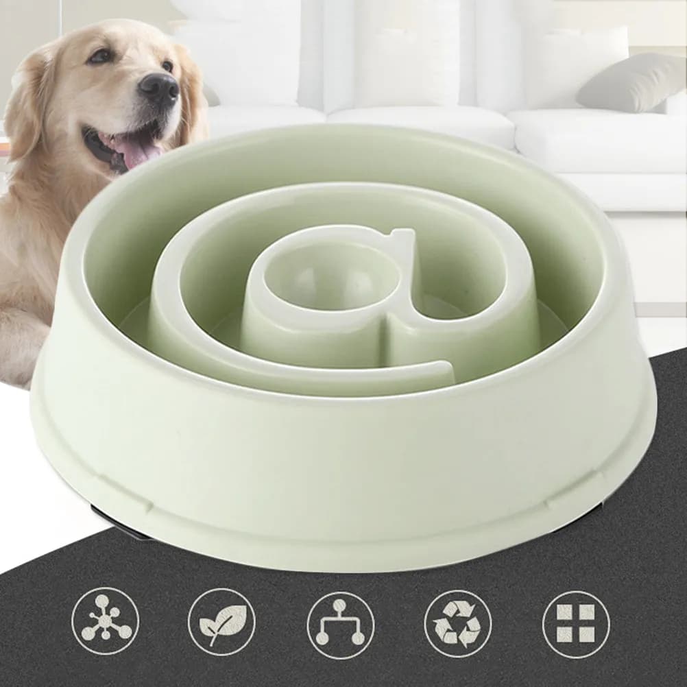 Ciotola Rotonda Anti-Ingozzamento per Cani e Cuccioli, Verde Scuro, Controllo dell'Alimentazione, Antiscivolo, in Materiale Sicuro