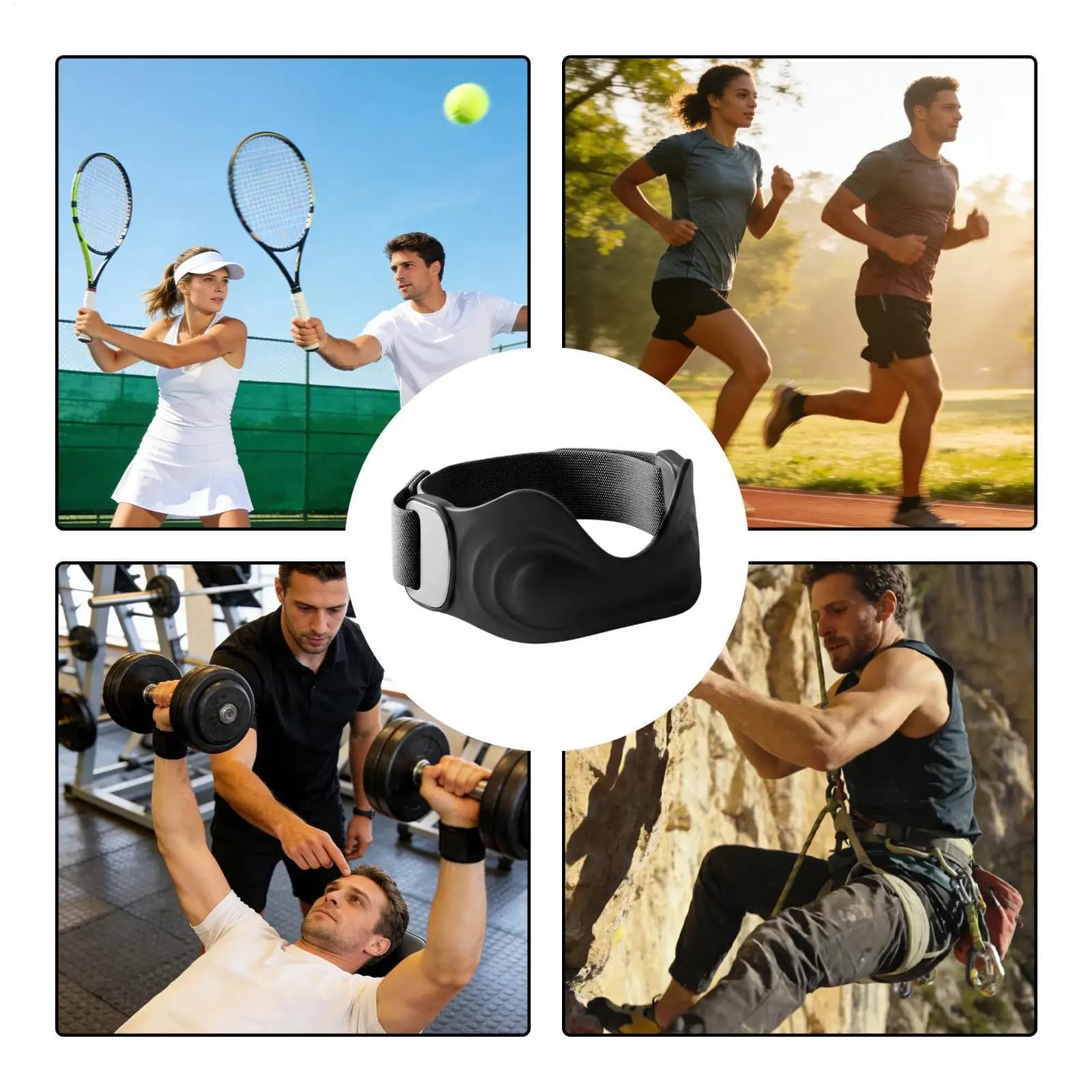 Supporto per Ginocchio Antiscivolo Traspirante con Cuscinetto, Fascia di Sostegno per Rotula per Corsa, Basket, Tennis, Pallavolo