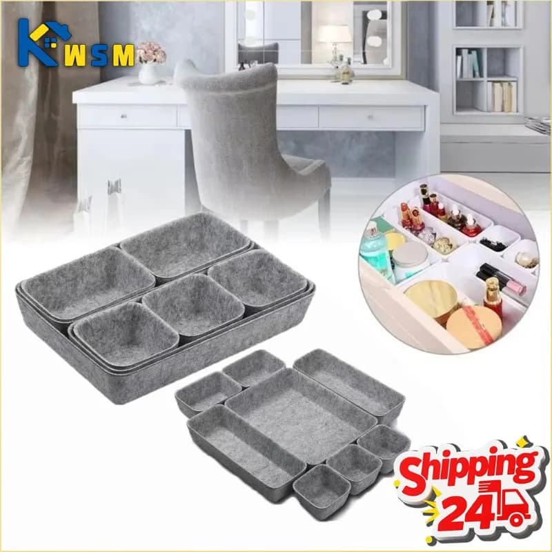 Set di scatole portaoggetti per cassetti da 8 pezzi Organizzatore da tavolo in feltro Kit di organizzazione modellato in un unico pezzo Sistema di contenitori per snack