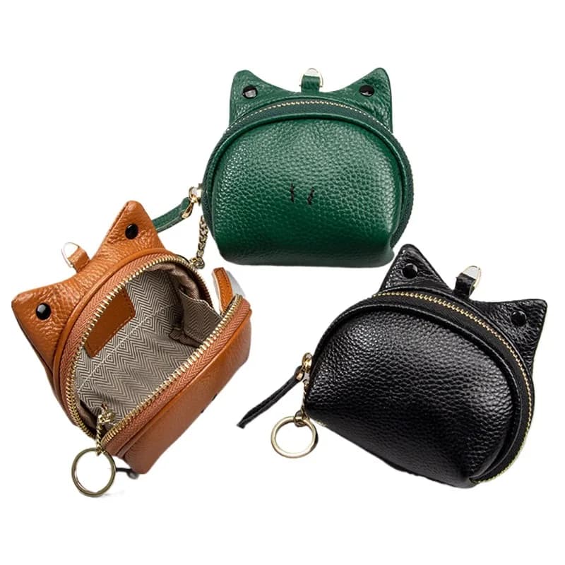 Portamonete con cerniera in vera pelle Portamonete carino da donna Portamonete in pelle di vacchetta Porta carte con tasca per soldi