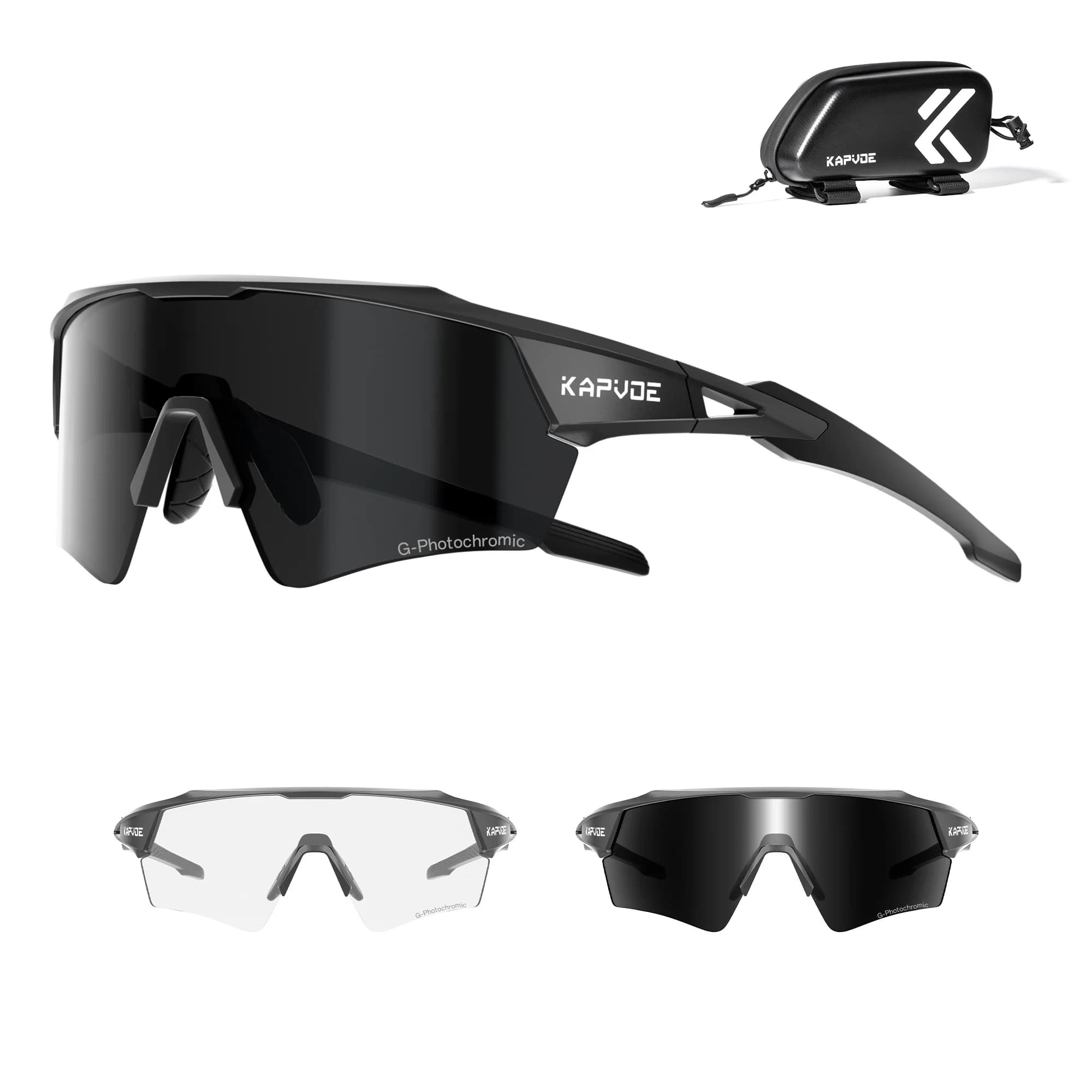 Kapvoe New Shadowless Photochromic Cycling Glasses Lighteight UV400 Sunglasses Men Women Bike MTB Eyewear Riding Outdoor Running