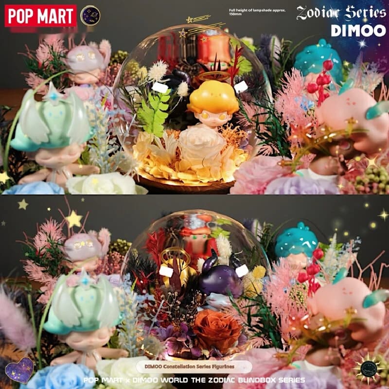 PopMart Dimoo Zodiac Eternal Rose Blind Box Regalo di San Valentino Giocattolo da collezione alla moda Design floreale Riferimento culturale cinese