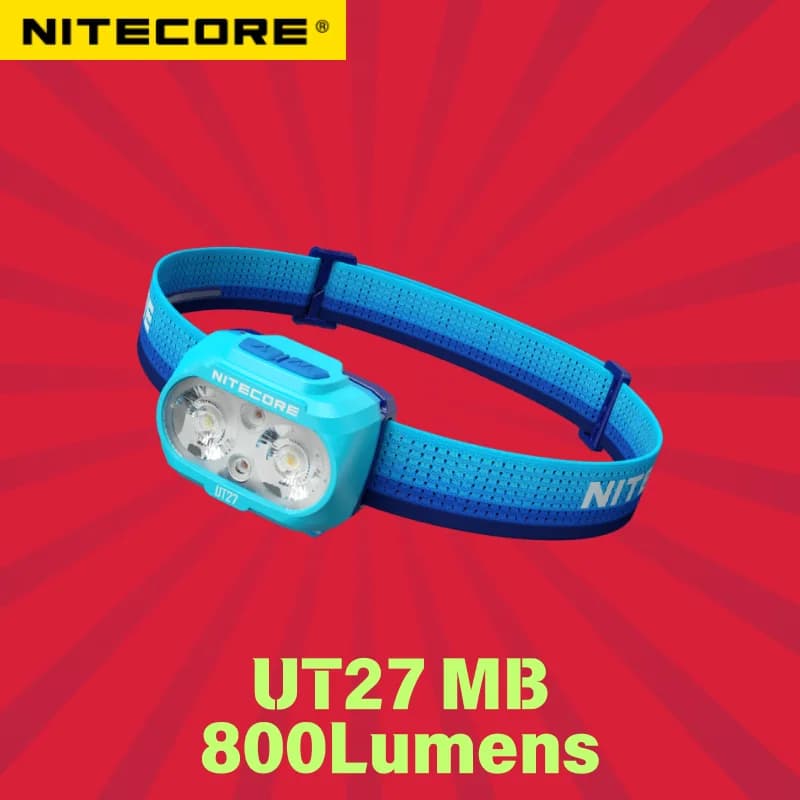 NITECORE UT27 MB Trail Running Headlamp Red lllumination Four Light Sources 800 Lumens Headlight, HLB1500 Li-ion Battery