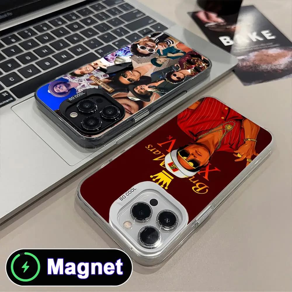 Custodia per telefono cellulare MagSafe trasparente Bruno Mars per iPhone 17 16 15 14 13 12 11 Air Pro Max Plus, Cover Colorata