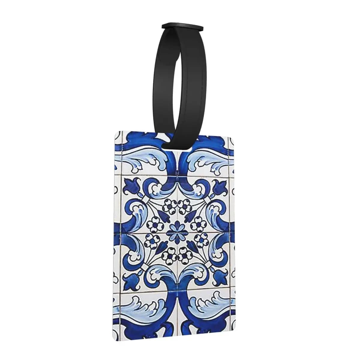 Antico classico azzurro azzurro azulejo etichette per bagagli floreali etichette per bagagli portatili da viaggio etichette per imbarco porta etichette ID nome indirizzo