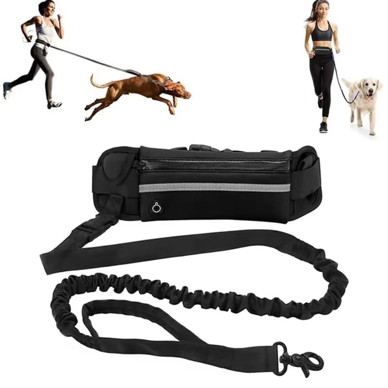 High Visibility Hands-Free Dog Leash Pet Leash Reflective with Waist Bag Retractable Elastic for Running&Walking Pet Supplies