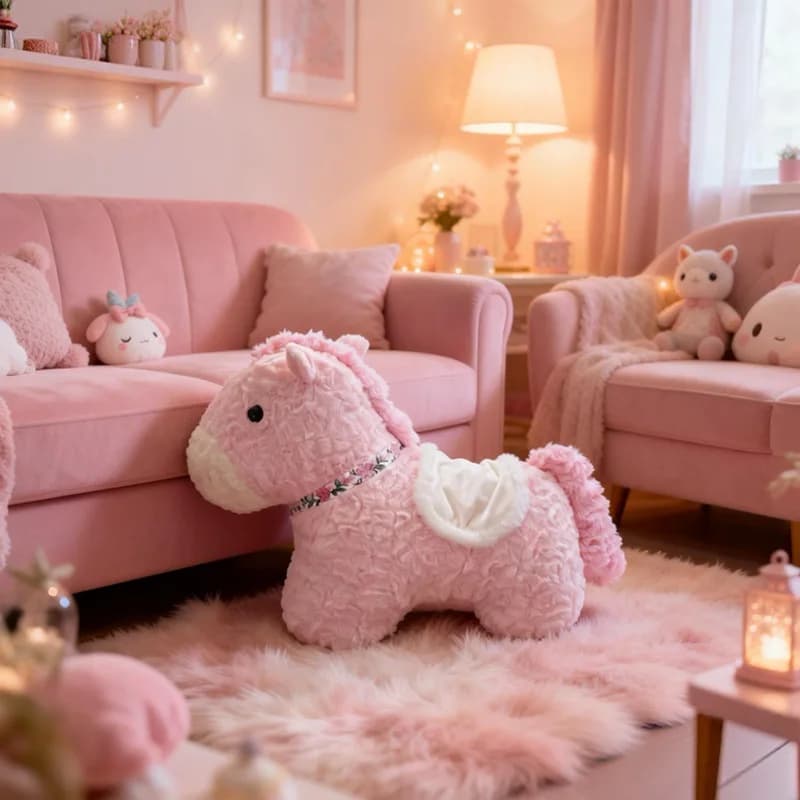 Sweetheart Pony Doll Pink Pony Plush Toy Sofa Pillow Car Pillow Ornament Little Pony Rag Doll Gift