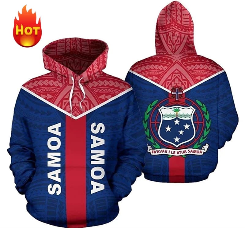 Men Hoodies American Samoa Flag Tatau Graphic 3d Printed Hoodie New Trendy Polynesian Sweatshirts Oversize Y2k Men Pullover Coat