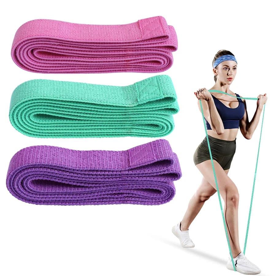 3 pezzi di tessuto per bottino, fasce di resistenza lunghe, gambe di stoffa, fasce per esercizi di testa, fasce elastiche per fianchi, allenamento fitness, anelli per allenamento per la forza