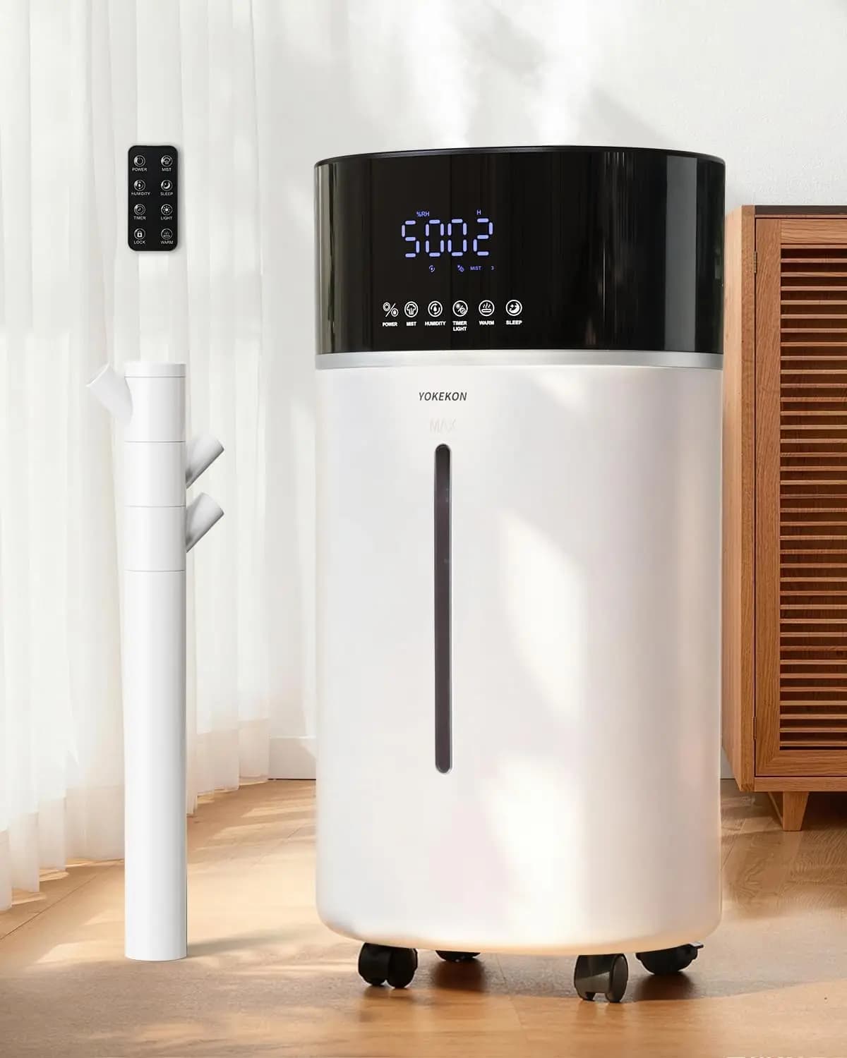 Umidificatore a nebbia fredda e calda per ambienti di grandi dimensioni, 18L (4,76 galloni), per la casa fino a 2500 piedi quadrati, umidificatore d'aria per camera da letto con diffusore