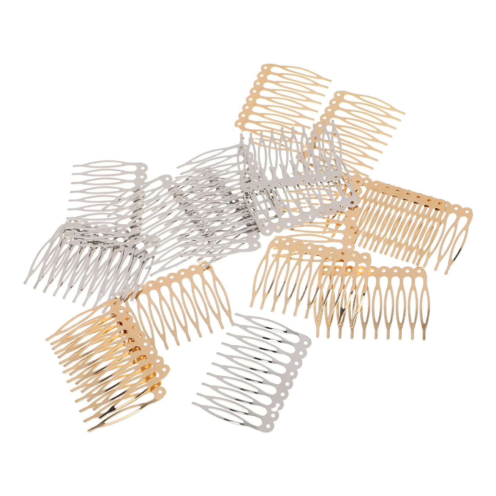 20Pcs Hairpin Materials Metal Hair Side Combs Fork Clip Teeth Stick Bridal Wedding Veil Combs DIY Hair Accessory Kit for Women