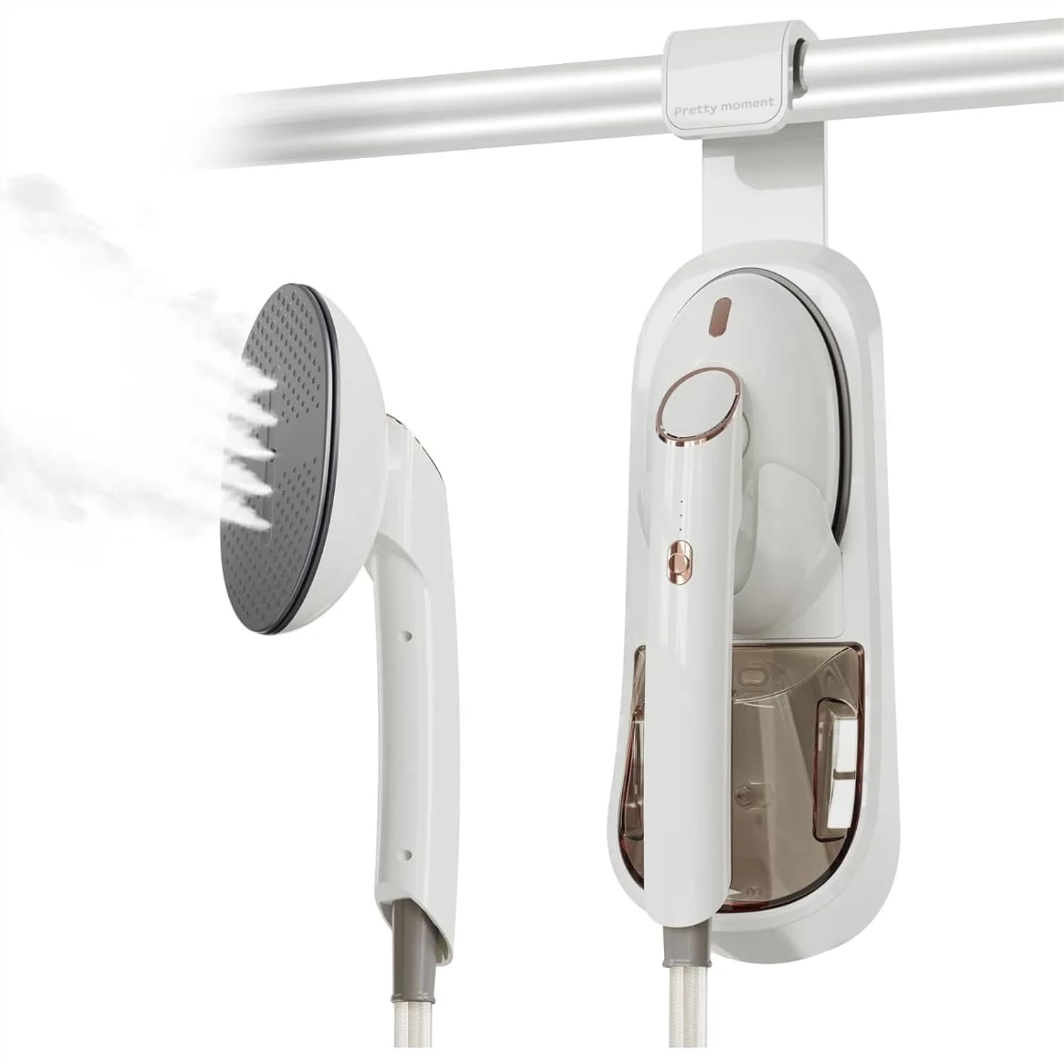 Vaporizzatore per Vestiti, Ferro da Stiro a Vapore con Piastra Grande da 1500W, Serbatoio d'Acqua Rimovibile da 400ml, Riscaldamento Rapido in 20 Secondi per le Pieghe dei Tessuti