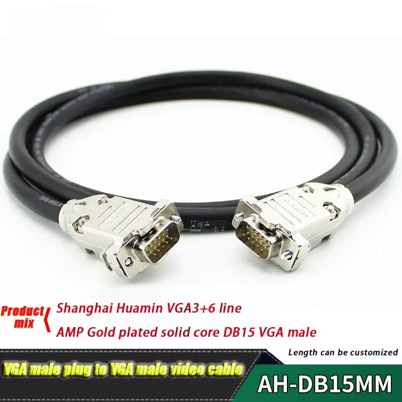 Cavo video VGA 3+6 DB15 placcato oro per proiettore LED, schermo grande, ingegneria, fai da te, saldatura artigianale