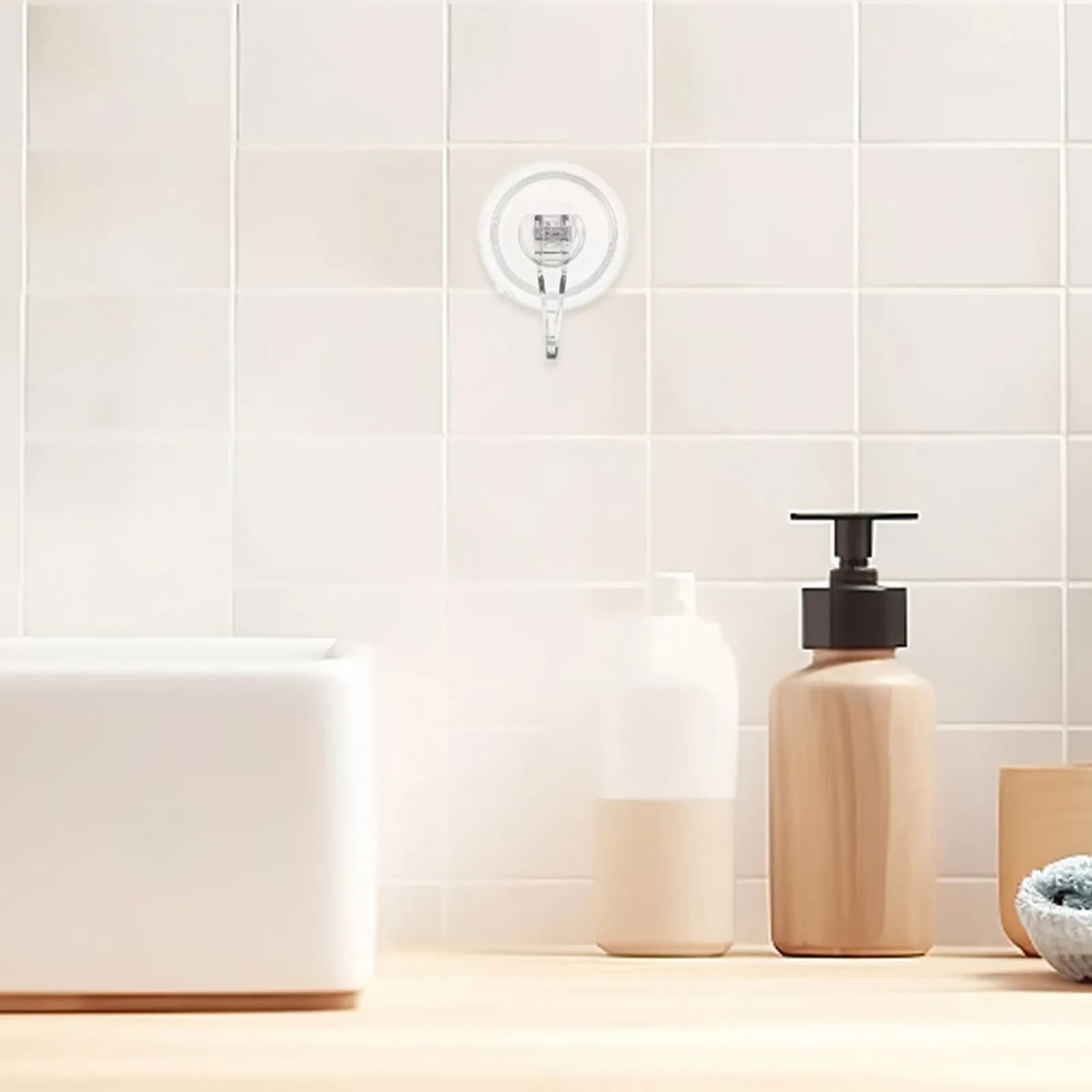 2 Pezzi Ganci a Ventosa Sottovuoto Resistenti Trasparenti per Superfici in Vetro, Piastrelle, Metallo, Senza Lasciare Segni, Riutilizzabili, Organizzatore per Bagno, Cucina, Doccia