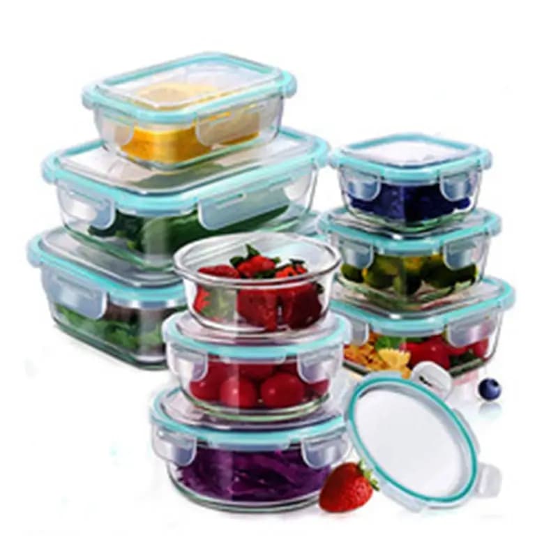 Bento Box per il pranzo in vetro ad alto contenuto di borosilicato Forno a microonde Ciotola separata per la conservazione della freschezza Scatola sigillata Contenitori per alimenti Contenitore per frutta e verdura