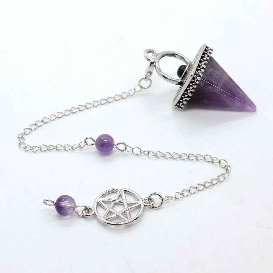 Crystal Quadrangular Pyramid Stone Pendulums For Dowsing Scrying Divination Pendulos Natural Amethyst Rose Quartz Stone Pendants
