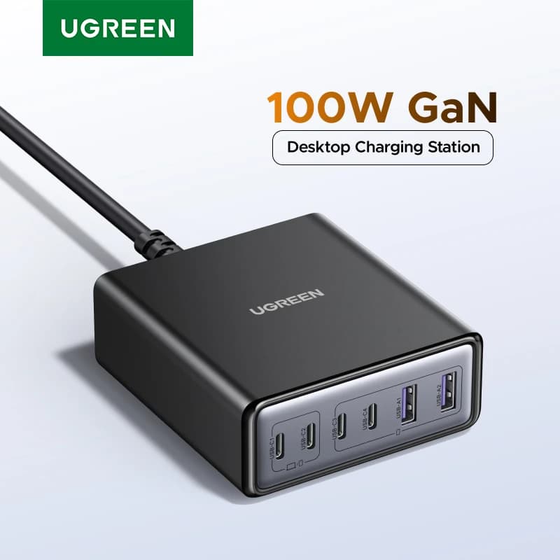 UGREEN 100W GaN Charger Desktop Laptop Fast Charger adattatore 4 in 1 per iPhone 15 14 13 12 Pro Max caricabatterie per telefono Xiaomi Samsung
