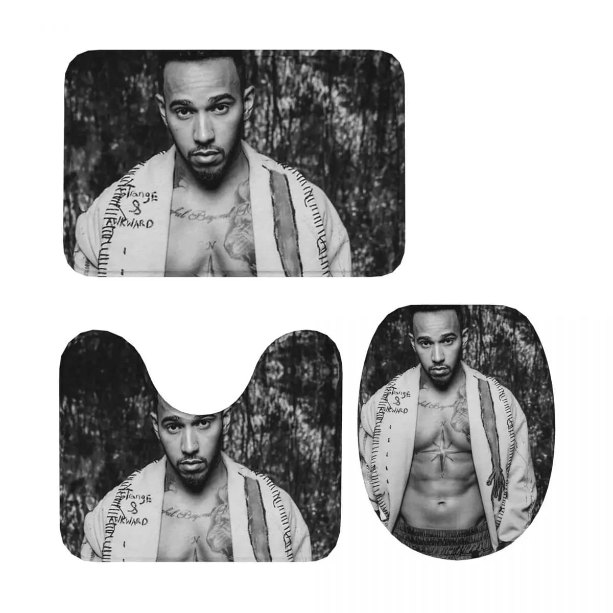 Lewis Hamilton 3 pezzi tappetino da bagno set da bagno copriwater decorazioni per la casa tappeto antiscivolo