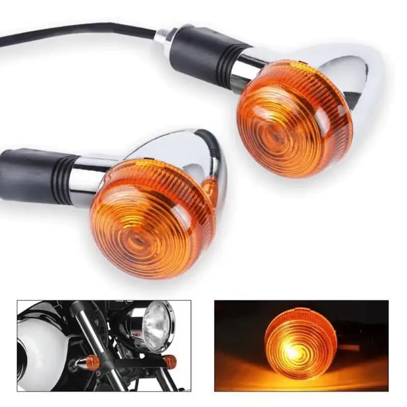 12V Amber Motorcycle Turn Signal Lights 10mm Universal Fit for Scooter Cafe Racer Street Bike