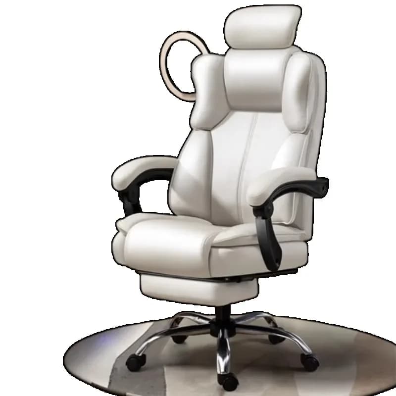 Cuscino per sedia da ufficio Ruote Sedia moderna di lusso in pelle Salotto bianco