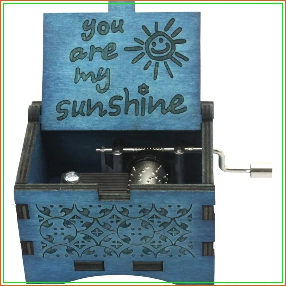 Hand Crank Wooden Music Box - Laser Engraved, Classical Sunshine Melody, Gift for Birthday Christmas Valentine's Day